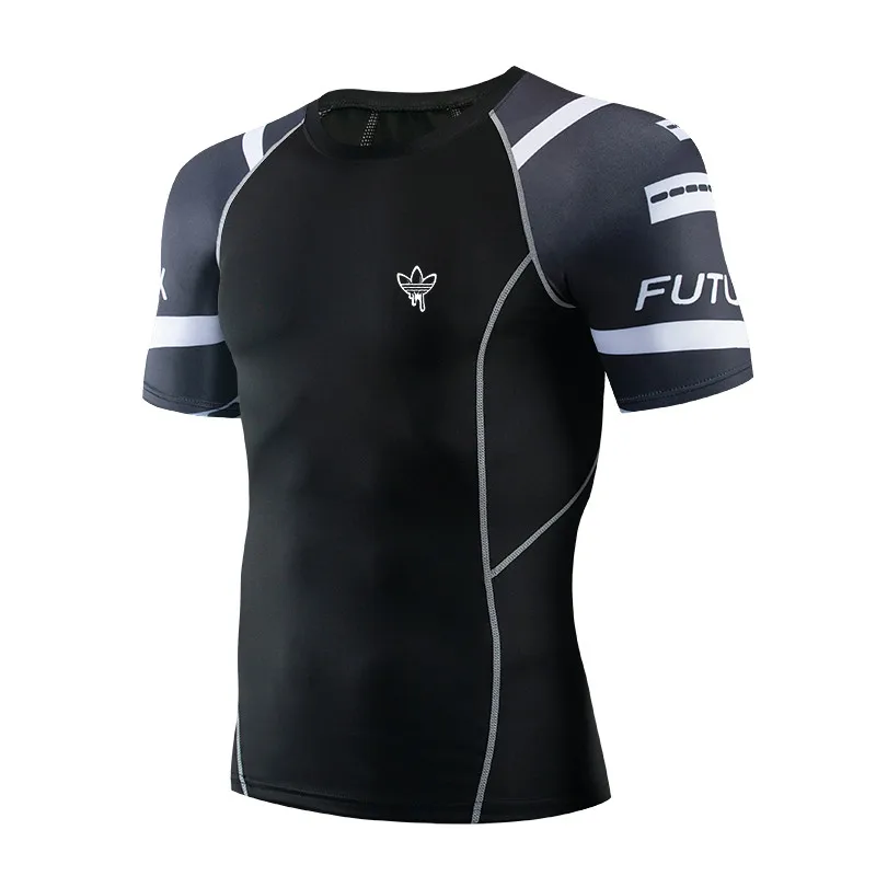 FUTUREOX бренд Herren фитнес-тренировочный sbekleidung Rashguard Топ 3D футболка с коротким рукавом MMA бег Бодибилдинг Топ - Цвет: GY06