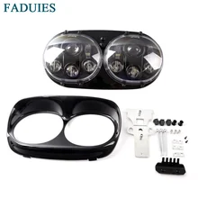 FADUIES 5.75 inch Motorcycle Led Headlight 5.75″ Dual Daymaker Projector Headlamp For 2004-2013 Harley Davidson Road Glide