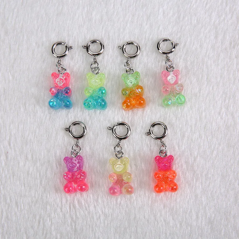 

32pcs resin gummy bear candy necklace charms very cute keychain pendant necklace pendant for DIY decoration