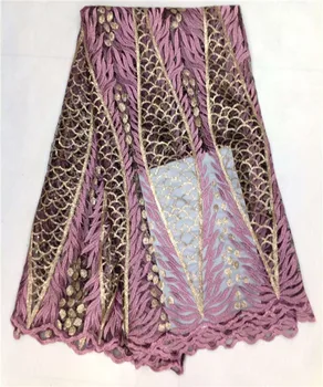 

African lace fabric high quality french net lace fabric embroidered on mesh with beads for aso ebi style wedding party JL50