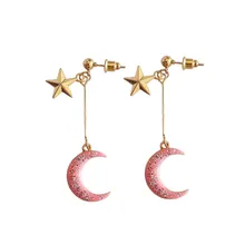 Модные женские серьги, серьги с милым мультяшным рисунком, элегантные серьги, яркие цвета, Лунная звезда, женские серьги-гвоздики