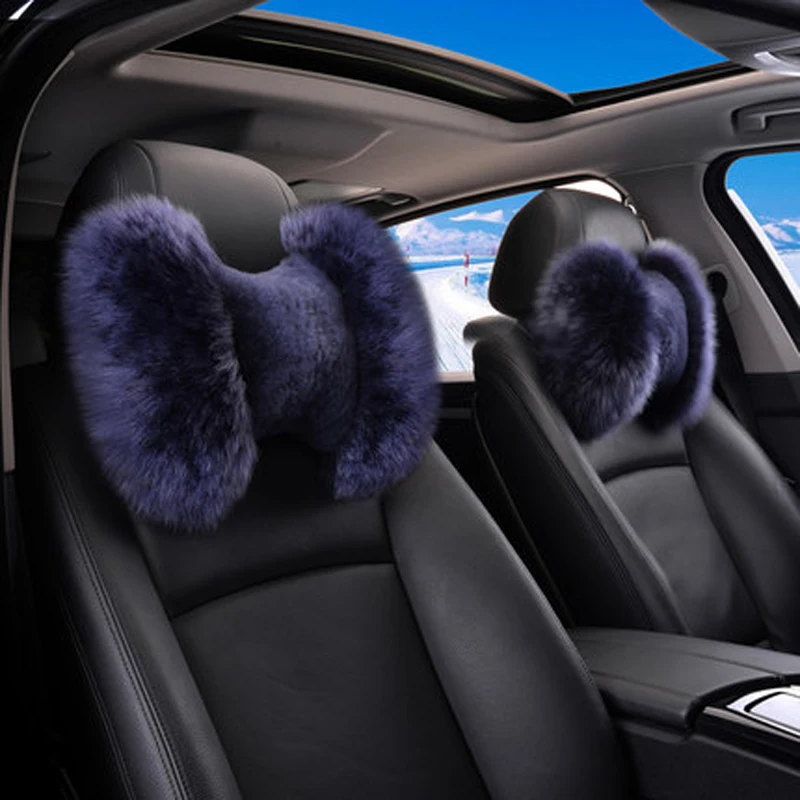 Подушка для подголовника автомобиля из чистой шерсти мягкая теплая BMW Toyota Corolla Prado