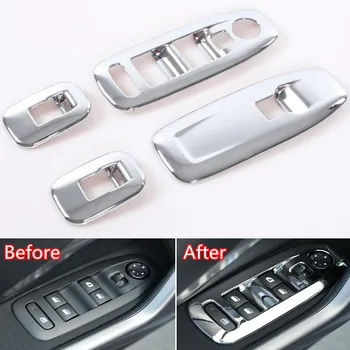 

YAQUICKA 4Pcs Car Door Armrest Window Lift Button Switch Frame Trim Styling Car-covers Sticker For Peugeot 2008 2014 2015 2016