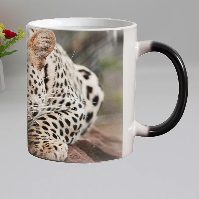 Леопард животных Термочувствительная, кофейная керамическая кружка волшебная меняющая цвет чайные чашки лучший подарок