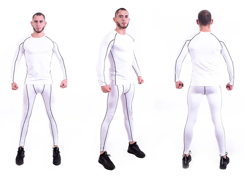 Man Compression Sports Suit Quick drying Perspiration Fitness Training MMA Kit rashguard Male Sportswear Jogging Running Clothes (14)
