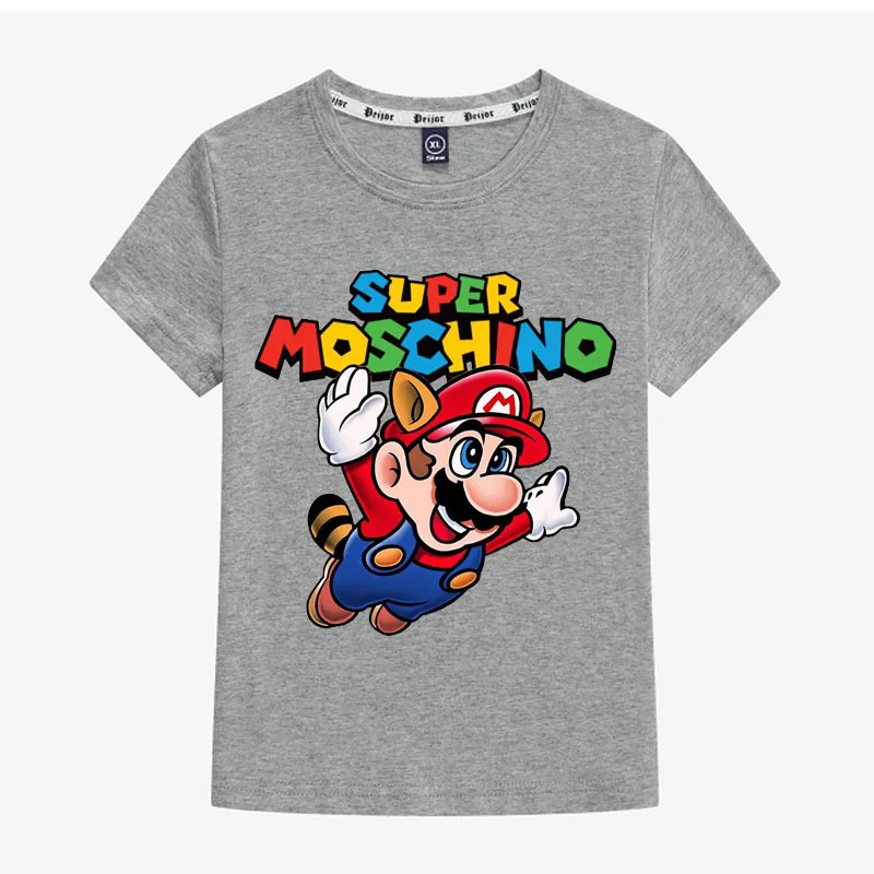 

DLF 2-14Y 2019 Summer New Style Cartoon Super Mario T Shirt Kids T-shirt Funny Drugs Casual Cotton O Neck Boys Tshirt Girls Tops