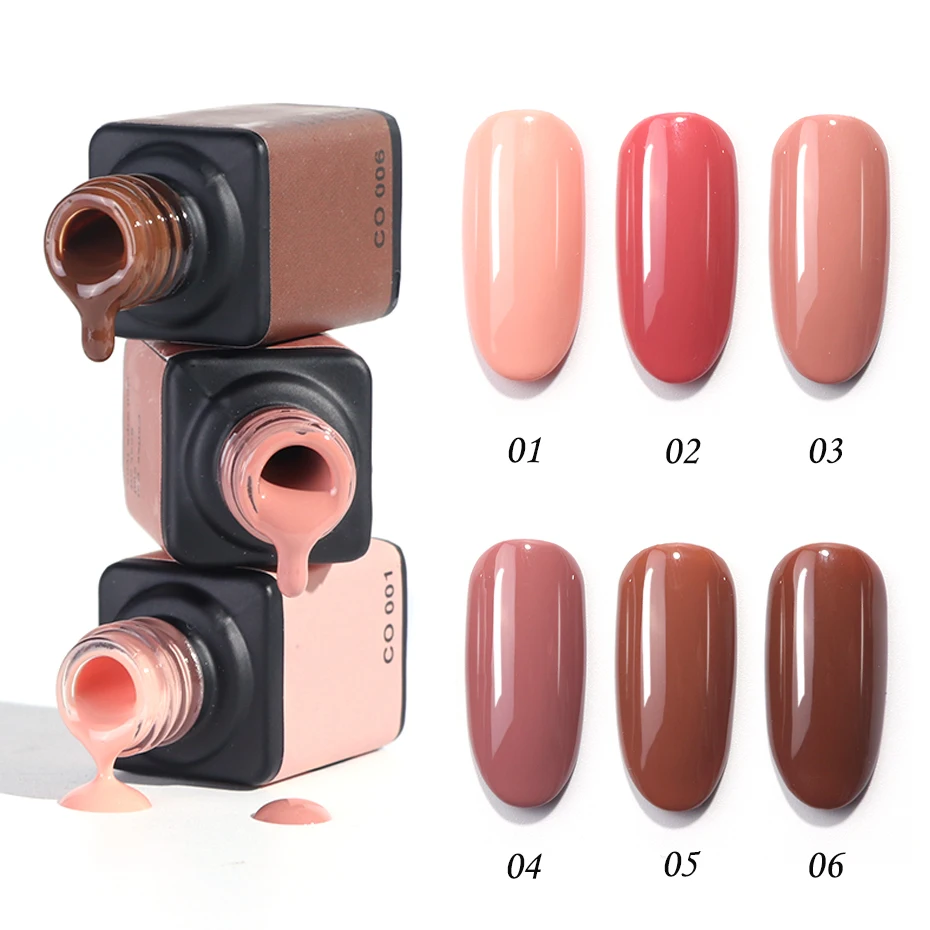 6ml UV Nail Gel Varnish Cafe Series Lacquer Pure Color Caramel Brown Soak Off Polish Glue Top Coat Manicure Decor Tool LACO01-06