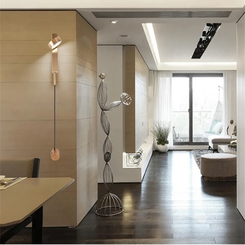 Postmodern Designer T Style Wall Light Dimmable Switch Wall Lamp Living Room Decoration Bedroom Bedside Sconce Light Fixtures