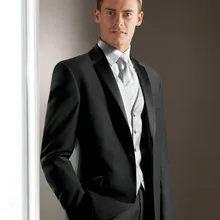 Элегантная одежда жениха темно-серый атласный смокинг с отворотом/свадебные костюмы Лучший мужской костюм из 3 предметов(куртка+ брюки+ жилет+ галстук