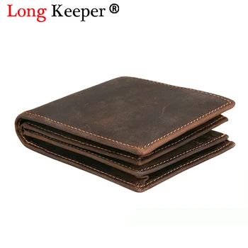 

Wallet Men 100% Genuine Leather Short Wallet Vintage Cow Leather Casual Man Wallets Purse Standard Drivers license Card Holders
