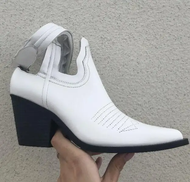 Moraima Snc Лидер продаж острый носок толстый каблук шлёпанцы обувь Высокое качество кожа с вырезами на каблуке Обувь Белый Черный