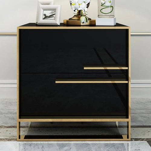 Белый черный Современный Железный литой золотой тумбочка кофе диван конец прикроватный столик мебель для дома постельный шкаф спальня - Цвет: Black