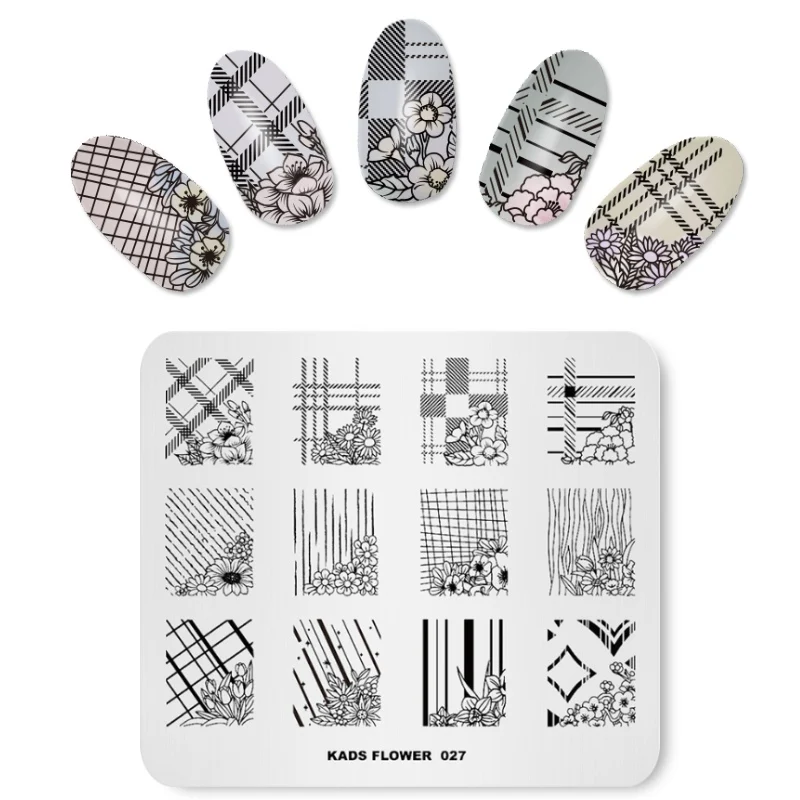Download Nail Art Stamping Template New Fashion Flower 027 Design Print Nail Plates Hand Decorations Nail ...