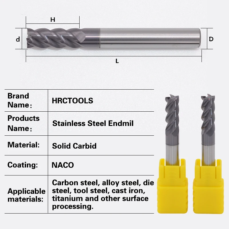 N7-d4x12Hx4Dx50L четыре флейты покрытие Концевая мельница фрезерные металлические инструменты из нержавеющей стали