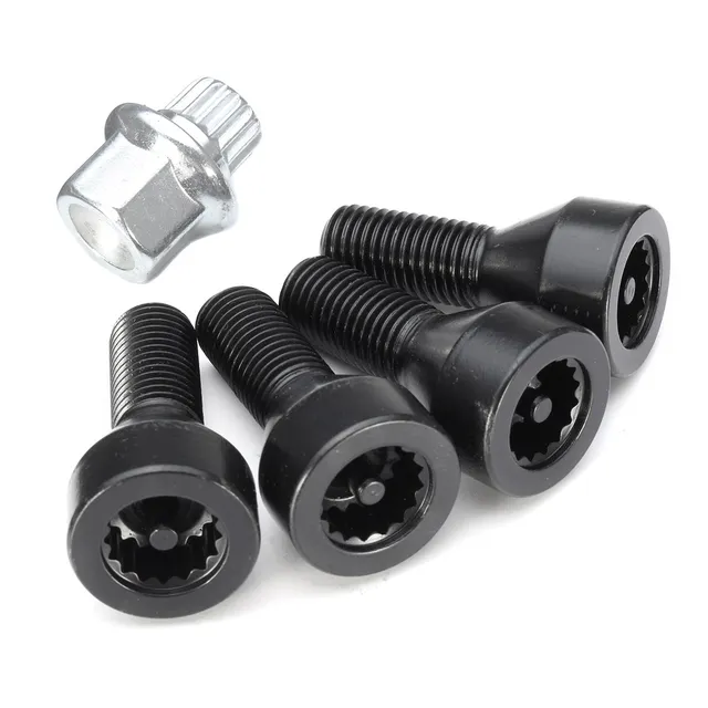 M12 x 1.5 Wheel Lock Set Black Lug Bolts For BMW 1 3 5 6 Series 850i M3