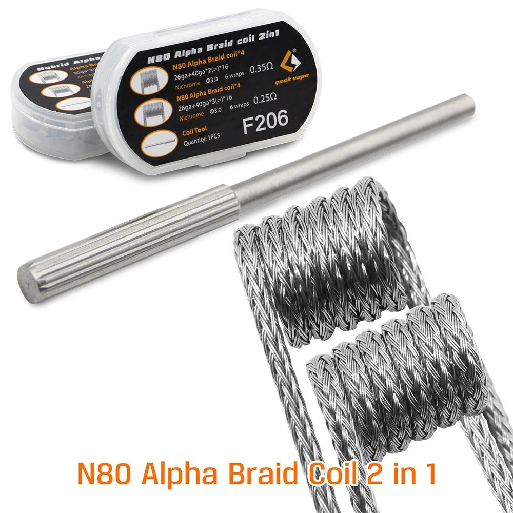 

original geekvape F205 Hybrid Alpha Braid Coil 2 in 1 and F206 N80 Alpha Braid coil 2 in 1 pre-built coils for RDA RTA RDTA DIY