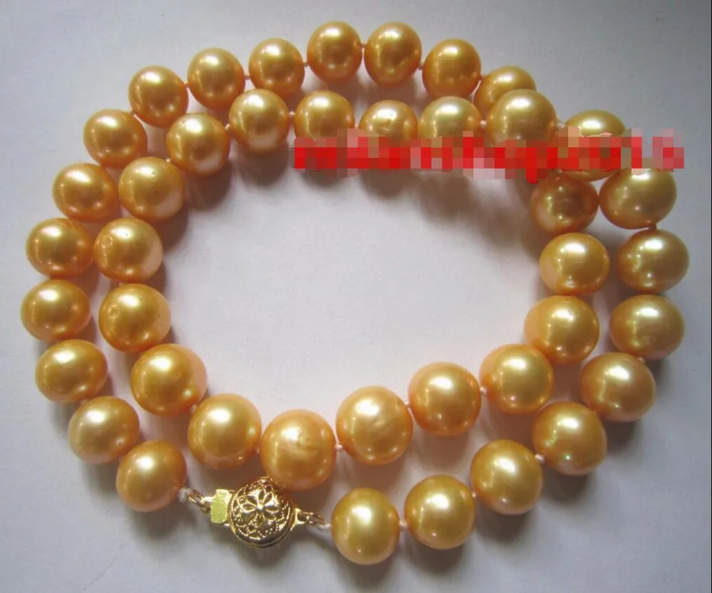 

Free Shipping >>>>> new 18" 10-11 MM SOUTH SEA golden NATURAL PEARL NECKLACE 14K CLASP