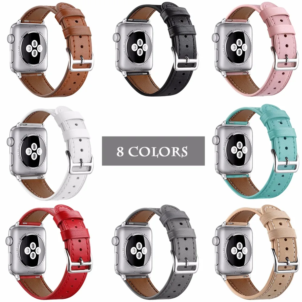 Ремешок для часов из натуральной кожи Apple watch 38 мм 42 Series 4(40 44 мм) S3 S2 S1 Sport