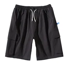 Мужские короткие Летние Осенние новые стильные короткие брюки с карманами повседневные однотонные прямые свободные облегающие брюки большого размера L625