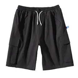 Мужские короткие 2019 Летние Осенние новые стильные короткие брюки с карманами повседневные однотонные прямые свободные облегающие брюки