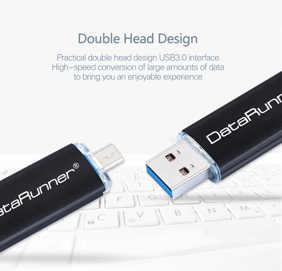 DataRunner Usb 3,0 портативный флэш-накопитель USB флеш-накопитель 16 ГБ 32 ГБ 64 Гб 128 ГБ 256 Гб внешний накопитель 2 в 1 Micro Usb Stick 3,0 флешки