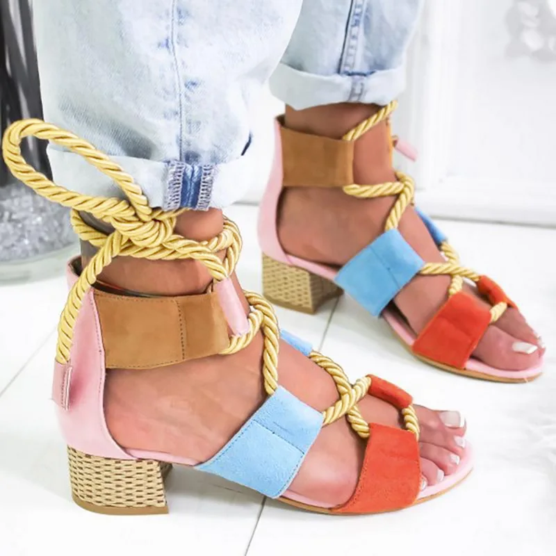 Adisputent/ г.; женские сандалии на плоской подошве; женская пляжная обувь с завязками; удобная обувь на каблуке - Цвет: F
