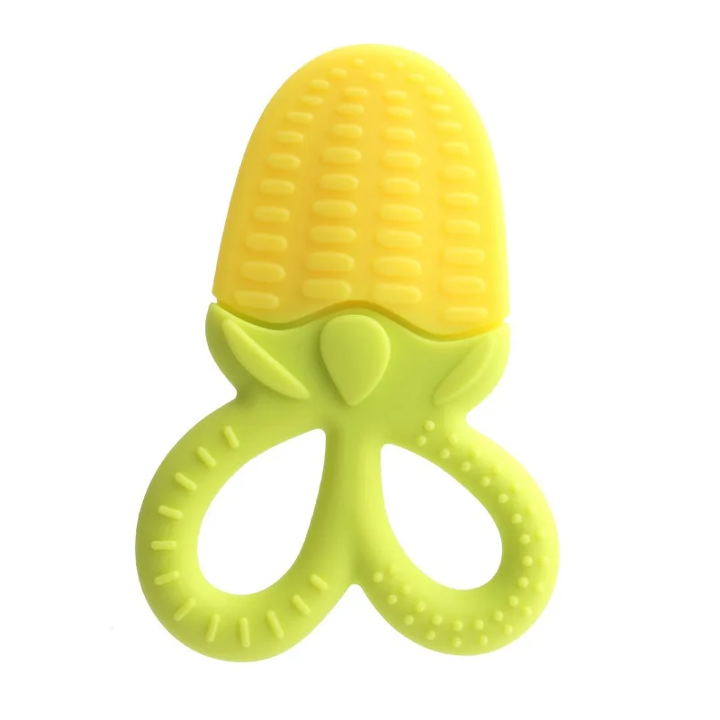 Для младенцев Силиконовые Прорезыватели для зубов игрушки Мягкие силиконовые апельсин персиковые Прорезыватели с зажимом для сосок - Цвет: corn