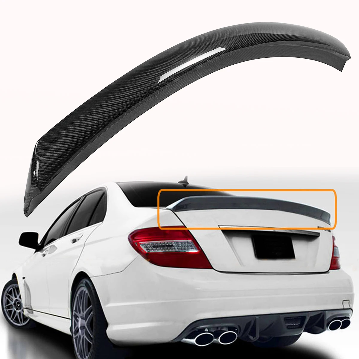 Rear Carbon Fiber Rear Spoiler Wing For Mercedes-Benz W204 C250 C300 C63 2008-2014 4 Door Rear Wing Spoiler Rear Trunk Roof Wing