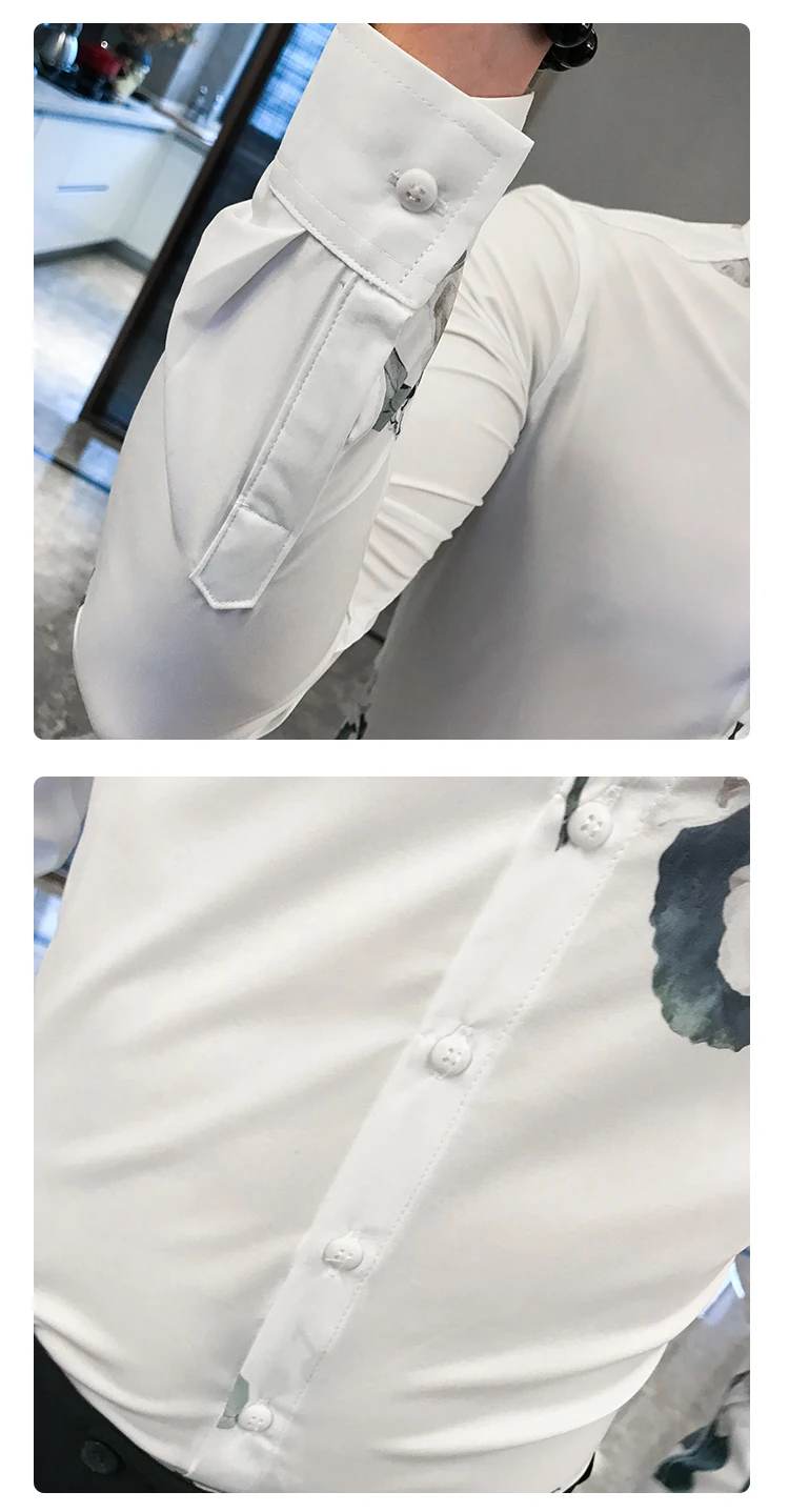 Camisa Masculina уличная одежда с длинным рукавом мужская одежда Camisa Homem черный белый осенний узор в китайском стиле рубашка мужская
