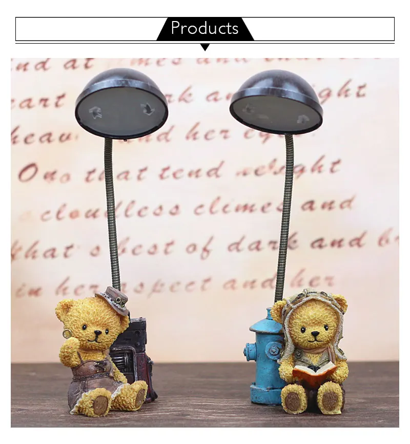 Домашний Ночной светильник-медведь из смолы, фигурка мультяшного животного, украшение из смолы, подарки, настольный орнамент, Ночной светильник, террариум