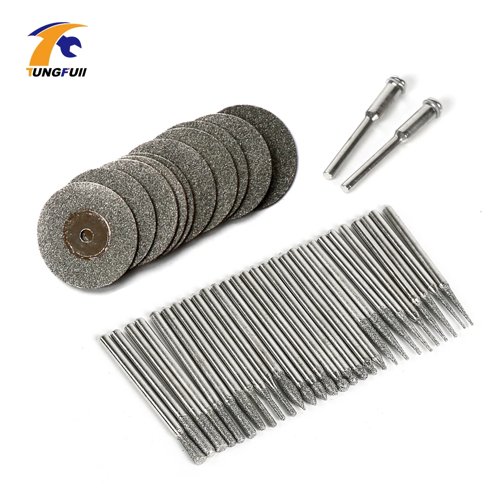  Tungfull Tool 42Pcs Dremel Accessories Diamond Burs Mini Cutting Discs Power Tool Accessory For Ele