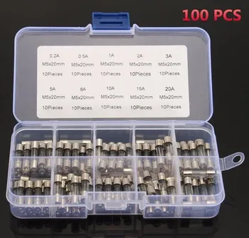 

100pcs 5*20mm Electrical Assorted Fuse Amp Fast-blow Glass Fuse Mix Set Assorted With Box 0.2A 0.5A 1A 2A 3A 5A 8A 10A 15A 20A