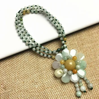 

Natural Grade A Ice Jadeite green Burma Jade Female Necklace Chain Birthday Gift