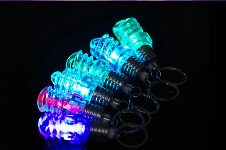 

2018 Led Dance Costume Leds Bulb Keychain Flash Light Spiral Key Chain Colorful Torch Keyring Cute Luminous Clear Lamp Up Toys