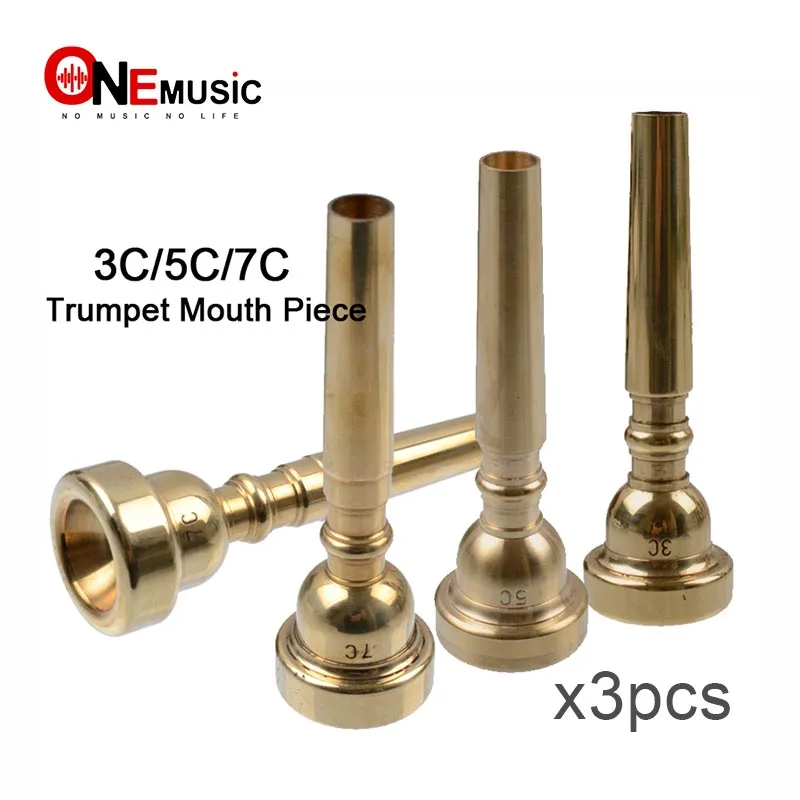 

High Quality 3Pcs Golden Professional Trumpet 3C 5C 7C Mouth Piece Mouthpiece Gold