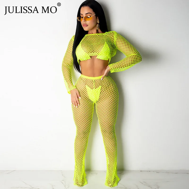 

JULISSA MO Plus Size Black Mesh Hollow Out Wide Leg Jumpsuit Women Rompers Summer 2 Piece Set Sexy See Through Jumpsuits Outfits