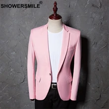 SHOWERSMILE Men Pink Blazer Slim Fit Suit Jacket Fashion Candy Color Wedding Bridegroom Clothing Plus Size Singer Costume