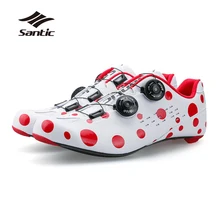 Santic 2018 Pro Racing Team Road Cycling Shoes Men Ultralight Carbon Fiber Bicycle Sneakers Breathable Self-Locking Bike Shoes