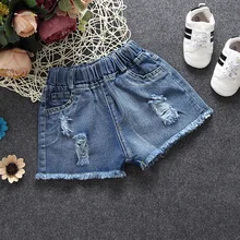Новые летние милые детские шорты для девочек, джинсы, штаны с дырками, повседневные джинсовые короткие штаны, брюки, Прямая, джинсовые шорты для девочек, От 3 до 10 лет