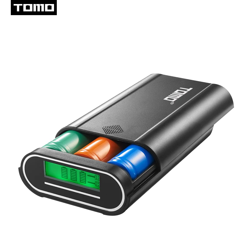 TOMO M3, умное зарядное устройство, 5 В, 2 А, внешний аккумулятор, чехол, 3x18650, аккумулятор, портативный, сделай сам, блок питания, универсальное зарядное устройство для телефона - Цвет: Black