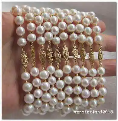 

Shipping >> Genuine wholesale 10pc 8-9mm white south sea pearl bracelet 14K