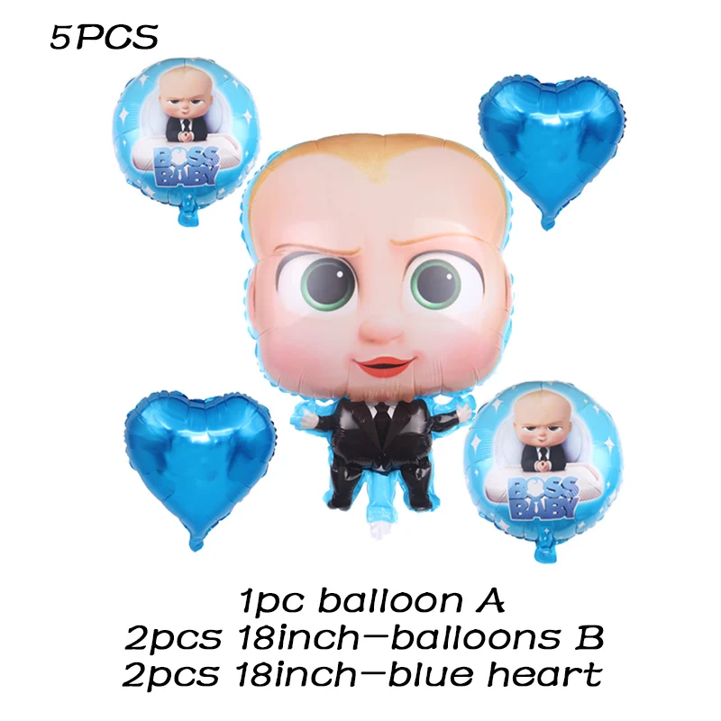 С рисунком из мультфильма для маленьких Boss День Рождения украшения шарики комплект вечерние поставки Baby Shower вечерние поставки с днем рождения воздушные шары - Цвет: 5pcs A Set