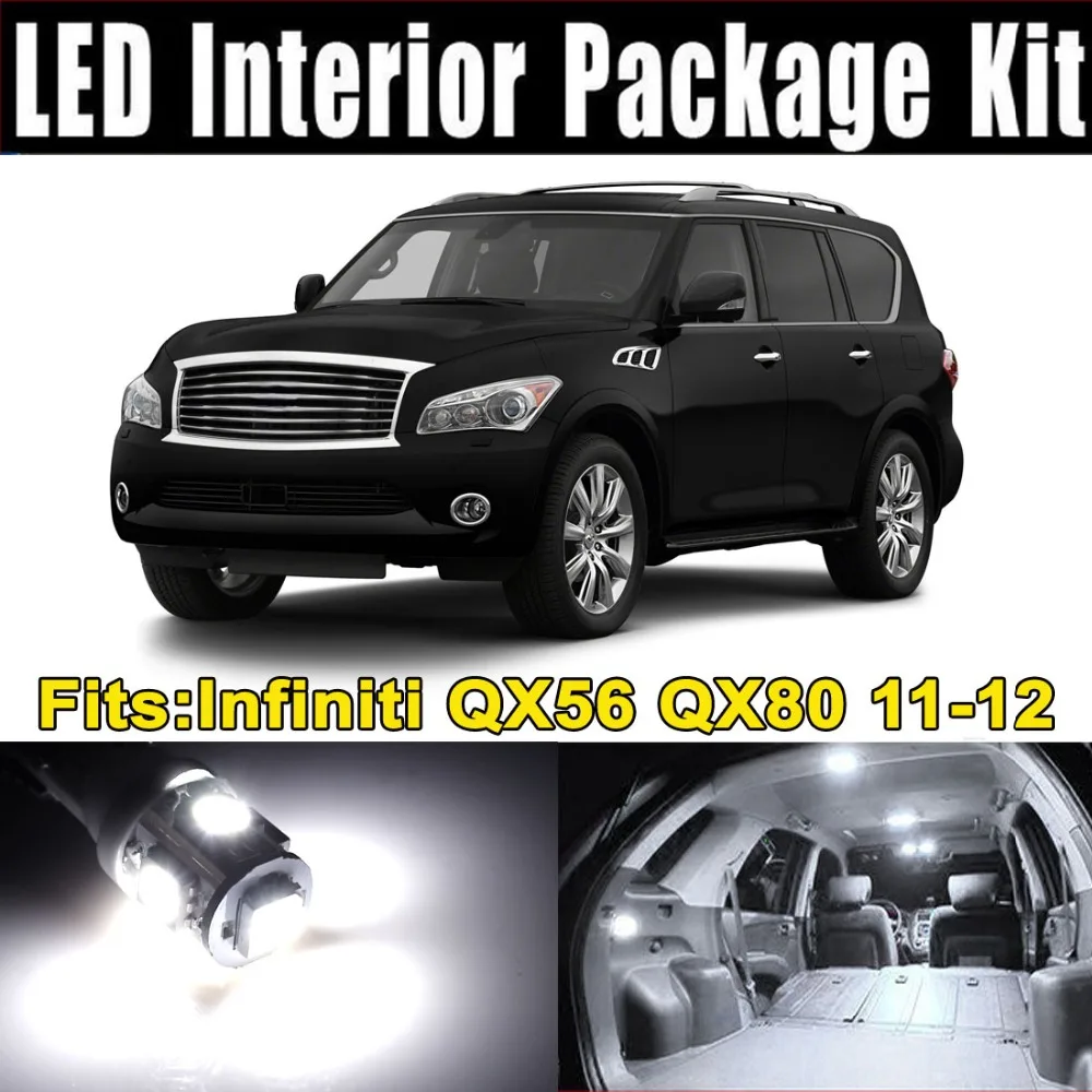 15 Pcs Dome Map White LED Lights Interior Package Kit for Infiniti QX56 QX80light pendantlight