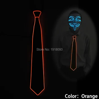 

Sound Control Driver+EL Wire Glowing Necktie Orange Newest Style Neon Holiday lighting Product Powered by 2-AAA batteries