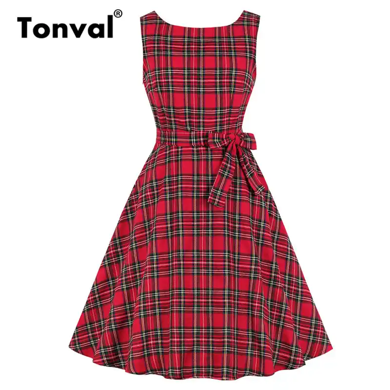 vestido vermelho xadrez