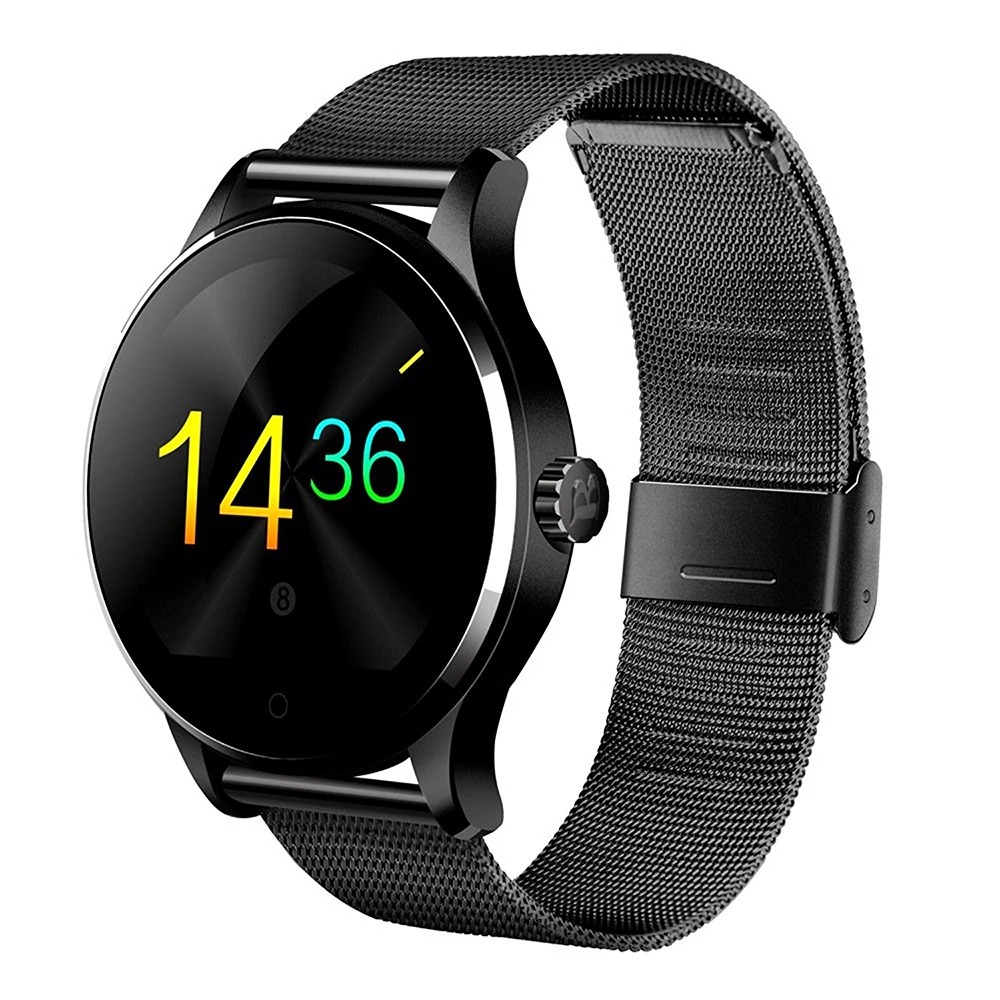 

K88H Bluetooth Smart Watch with Heart Rate Monitor Stainless Steel Band Wristwatch for iOS and Android