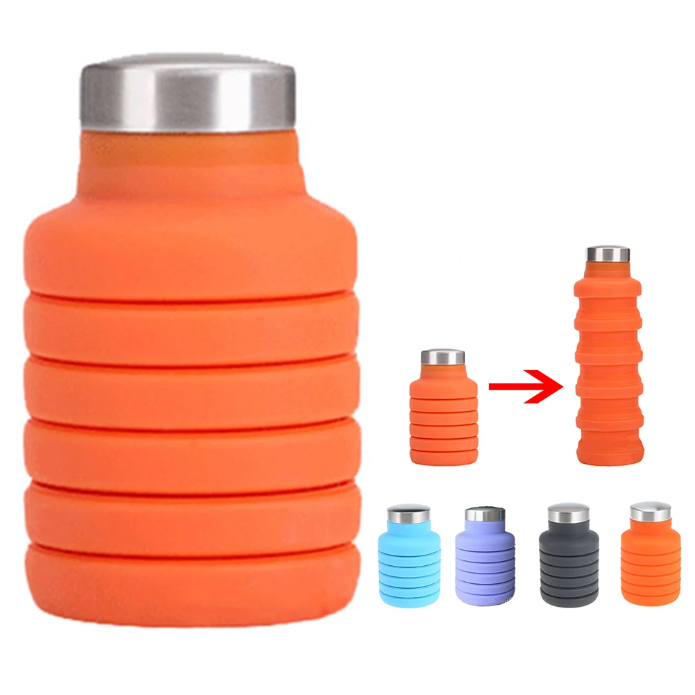 Collapsible water bottles for travel 500 ml, Foldable sports water bottles,  small silicone reusable …See more Collapsible water bottles for travel 500