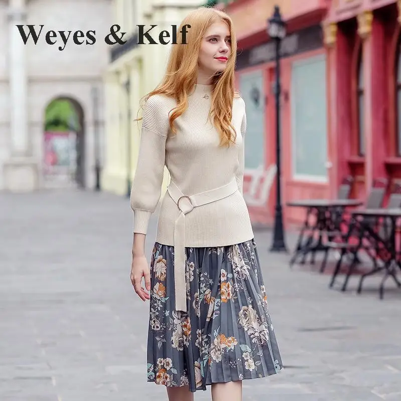 Weyes& кепф зимний модный фонарь рукав желтый свитер Трикотаж Женский мода Pulover Feminino Bordado свитер Mujer
