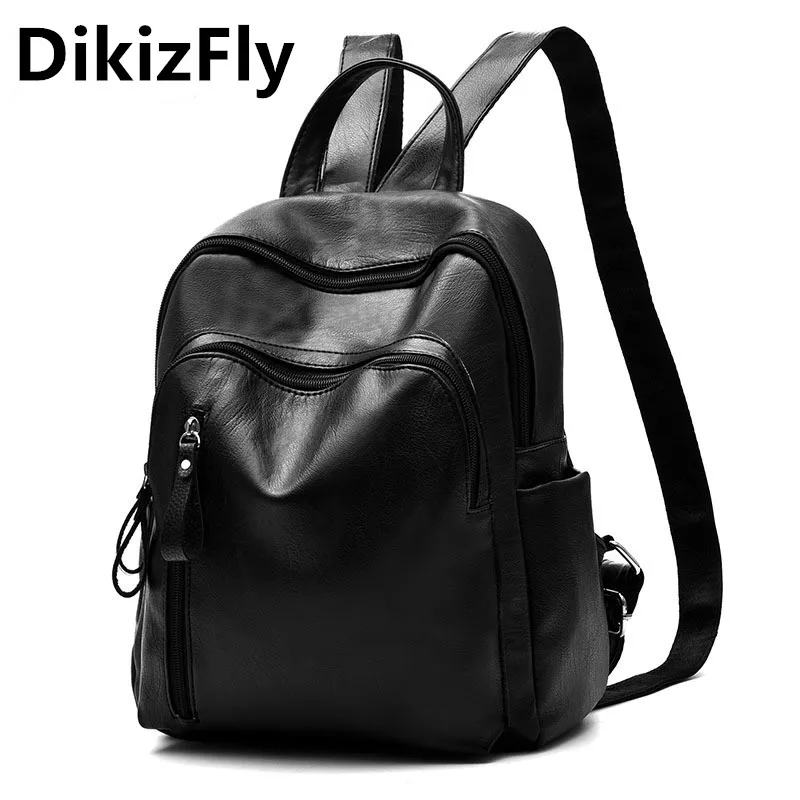 

DikizFly Brand Backpacks Women Preppy Style PU Leather woman Backpack for Teenagers girl mochila feminina school bags Travel Bag