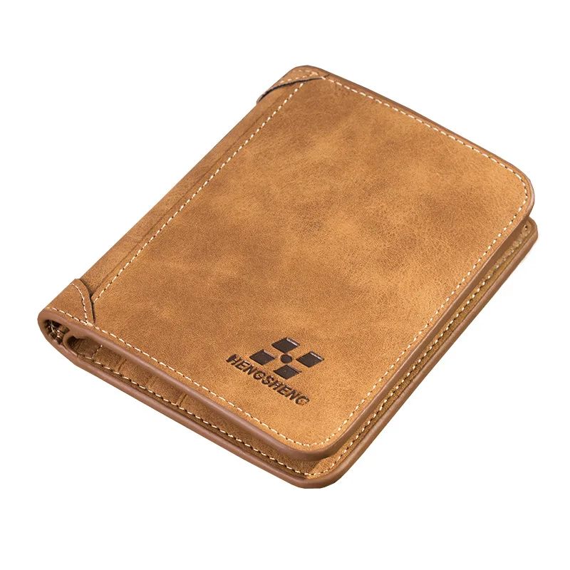 

Men Wallets Short Matte Leather US Gold Bag Retro Tri-fold Vertical Wallet Multi-card Position Wallet Male Carteira Masculina